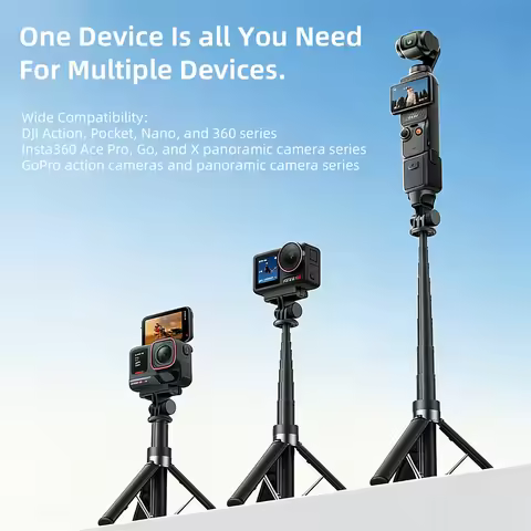 8-Section Telescopic Selfie Stick Tripod for DJI Action, Pocket Nano, Insta360 Ace Pro,Panoramic Cam