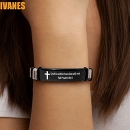IVANES Family Friendship Bracelet, Silver Bible Verse Inspirational Quotes Braclets, Simple Stainles