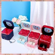 (NVIS) Eternal Rose with Jewelry Box Red Rose Birthday Gift Ideas for Women Valentines Day Gifts for