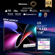 Hisense UX 116 inch ULED X TriChroma AI TV | World 1st RGB-Mini LED TV | Hi-View AI Engine X