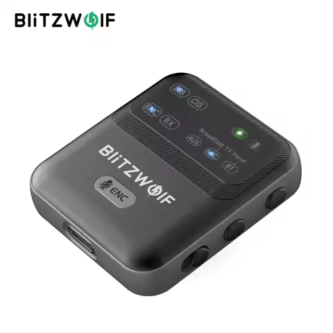BlitzWolf BW-LE523 2in1 Audio Adapter Bluetooth V6.0 Receiver Clip-on Design AAC LC3 ENC Wireless Br