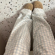 Cat-Checkered Drape Wide-Leg Casual Pants for Women