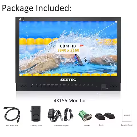SEETEC 4K156-9HSD 15.6 Inch 4K UHD Broadcast Monitor 4xHDMI Multi-View Split Screen Display