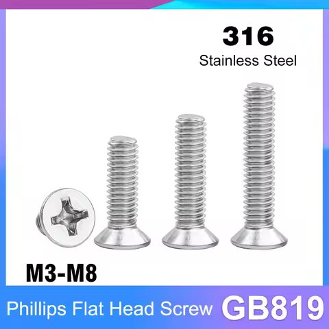 M3 M4 M5 M6 M8 GB819 316 Stainless Steel Cross Phillips Flat Countersunk Head Screw Bolt Lengthen=8-