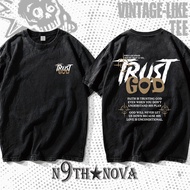 24H SHIP N9THNOVA T-shirt TRUST GOD print declaration of faith English text retro style Vintage-Like