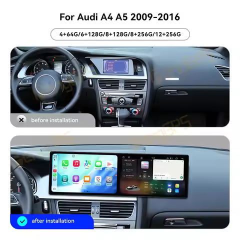 Dual Screen 9.1 Inch Android 15 CarPlay Car Radio For Audi A4 A5 2009-2016 Touch Screen Multimedia P