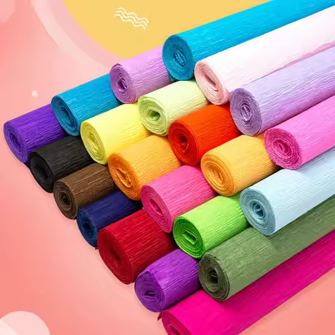 250*25cm Colored Crepe Paper Roll Origami Crinkled Crepe Paper Craft DIY Flowers Decoration Gift Wra