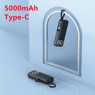Portable 5000 external spare fast charger build-in cable small  for iPhone Samsung
