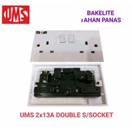 UMS 2213A 13A 2 GANG SWITCHED SOCKET OUTLET /13A DOUBLE SWITCH SOCKETBAKELITE TAHAN PANAS