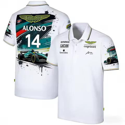 Aston Martin Team Polo Shirt Racing 3D Print Lance Stroll 18 Aramco Jersey 2026 Fernando Alonso 14 A