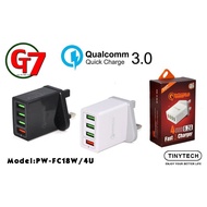 QUALCOMM 3.0 QUICK CHARGE CHARGER 4 USB 6.2A (PW-FC18W/4U)