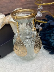 鏤空設計水晶耳環 天然石耳環夾式耳環