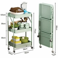 Small Trolley Mobile Shelf Multi-layer Storage Shelf Foldable Multi-layer Storage Trolley Kitchen Storage Rack KFF4