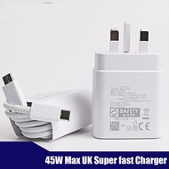 45W Super Fast Charger UK Plug Adapter With Type C Cable For Samsung Galaxy S24 Ultra/ S24 Plus/ S23