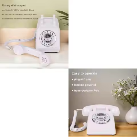 G8DF 1Set Old Desk Phone Rotary Wheel Functional Telephone Loud Sound Traditional Design Strong for 