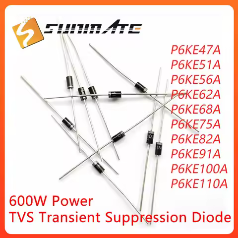 50PCS P6KE47A P6KE51A P6KE56A P6KE62A P6KE68A P6KE75A P6KE82A P6KE91A P6KE100A P6KE110A DO-15 TVS tr