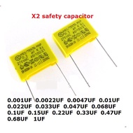 10PC X2 safety capacitor 275VAC 0.1uf  0.001uf 0.0022uf 0.0047uf 0.01uf 0.033uf 0.022uf 0.047uf 0.06