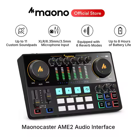 maonocaster AME2 Sound Card Maonocaster Audio Interface Podcast Equipment Studio All-In-One Mixer fo