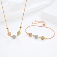 HYL JEWELRY 4pcs kalung Titaniun dan anting berlian wanita hadiah kelas atas untuk teman 18K Set Per