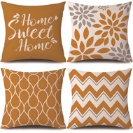 [Single Side] 1 Piece Linen Pillow Cover 40x40/45x45/50x50/60x60/70x70cm Yellow Geometry Flower Hear