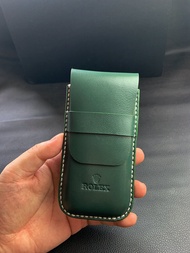 กระเป๋าเก็บนาฬิกาขนาดใหญ่จริง หนัง GMT เคสป้องกันที่ทนทานสําหรับ Rolex Submariner สีเขียว Lightning