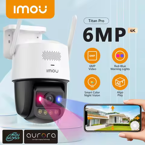IMOU Titan Pro 6MP 5G POE WIFI IP Camera Red-Blue Warning Lights Outdoor Security Camera Full-Color