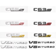 3D Chrome Black Letters C63s V8 Biturbo ABS Emblem for  Benz AMG C63s Coupe Car Side Fender Trunk Na