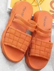 (6625-6) Sandal Slop Jelly Birken Korea Wanita Ban Anyam Kotak Sol Tebal Empuk Keren Cantik Elegant