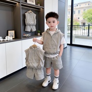 Boy Suit 2026 Boy Cool Handsome Suit Short-Sleeved Two-Piece Suit Children Clothes Fashionable Boy B