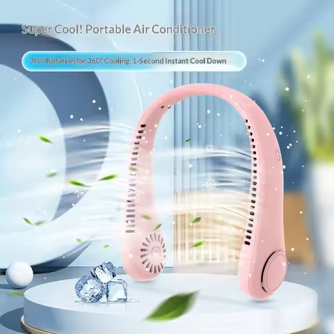 USB Strong Wind 2026 Neck Fan Compact Portable Leafless Turbine Silent Neck Fan Mini Air Conditioner