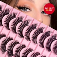 10 pairs of 8D bar strip short roll false eyelashes, fluffy and dense, making eyes look bigger, brig