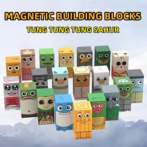 AI character magnetic building blocks Tung Tung tung sahur assembly building blocks character buildi