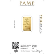 5G PAMP GOLD BAR  999.9 PURITY