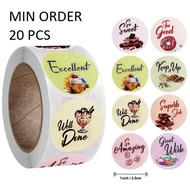 Tm002 Per Pcs Label Sticker Logo Various Words Spirit Image Dessert D 2.5 Cm Round Seal