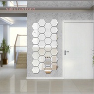 Mirror Wall Stickers 12 Pieces Wall Decoration Mirror Stickers DIY Acrylic Wall Decor Hexagon Mirror Stickers