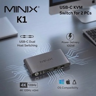 MINIX K1 USB C KVM Switch 2 PC 4K 120Hz PD 100W Dual USB C HDMI Hub Docking Station