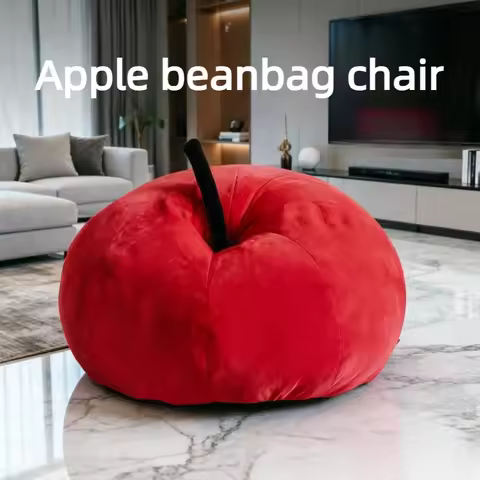 New Red Apple Style Lazy Bean Bag Sofa, Single Person Suede Bean Bag Sofa, Living Room Tatami Sofa, 