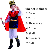 STYLE HAUL King Prince King Cosplay Costume Role Playing Fluffy Kid Crown Cane Party Costume Europea