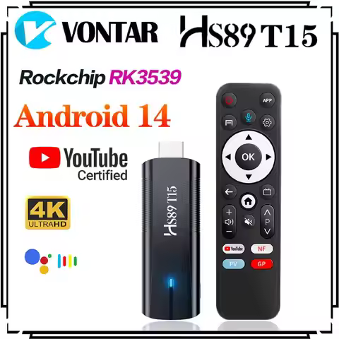 HS89 T15 TV Stick Android 14 Rockchip RK3539 Quad-Core 64bit Cortex-A55 YouTube 4K HDR Wifi 6 BT5.4 