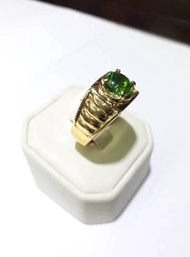 Cincin Emas Kuning 70% Pria Berat 14.7 Gram Batu Hijau Ukuran 23 Da 24