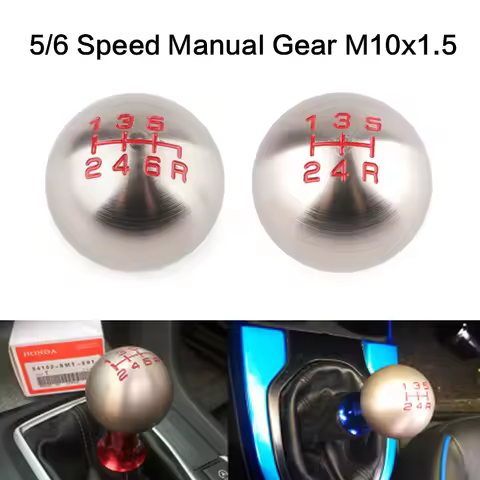 5/6 Speed Manual Gear M10x1.5 Shift Knob Ball Shifter Lever Handle Thread For Honda/Civic/Fit/City F