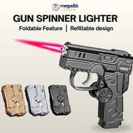 Fidget spinner lighter windproof folding pocket gadget adjustable flame refillable butane gas