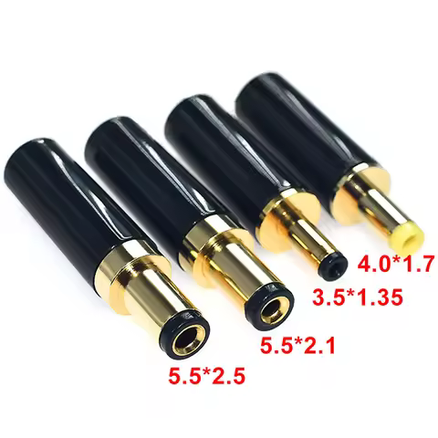 1/2/5Pcs Gold Plated DC Power Plug Connector 5.5 x 2.5 / 5.5 x 2.1 / 4.0x1.7 / 3.5 x 1.35 mm DC Male