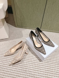 💜全新正品💜Dior迪奥仙女百搭烫钻工艺猫跟跟鞋