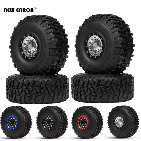4Pc Rock 1.9 inch Metal Beadlock Wheels Rims Rubber 120mm Tires for 1/10 RC Crawler Car YIKONG Traxx