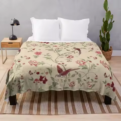 Laura Ashley flowers brids Throw Blanket Luxury Designer heavy to sleep Blankets
