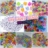 Import Diy Craft Beads (alphabet/ Smiley/ Bear/ Glitter Large Hole/ Flowers/ Hearts/ Stars/ Ab Butterfly/ Glow In Dark/ Round)