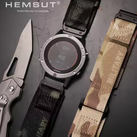 HEMSUT Watch Band For Garmin Quickfit 20 22 26mm Nylon Military Wrist Strap Compatible With Fenix/Ta