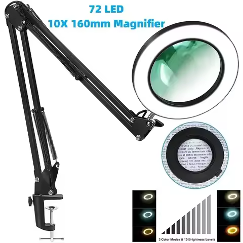 72LED 8X/10X NEW Illuminated Magnifier USB 3 Colors LED Magnifying Glass for Soldering Iron Repair/T
