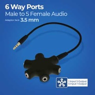 3.5mm Male to Female Aux Audio splitter Cable 5 Port Audio splitter